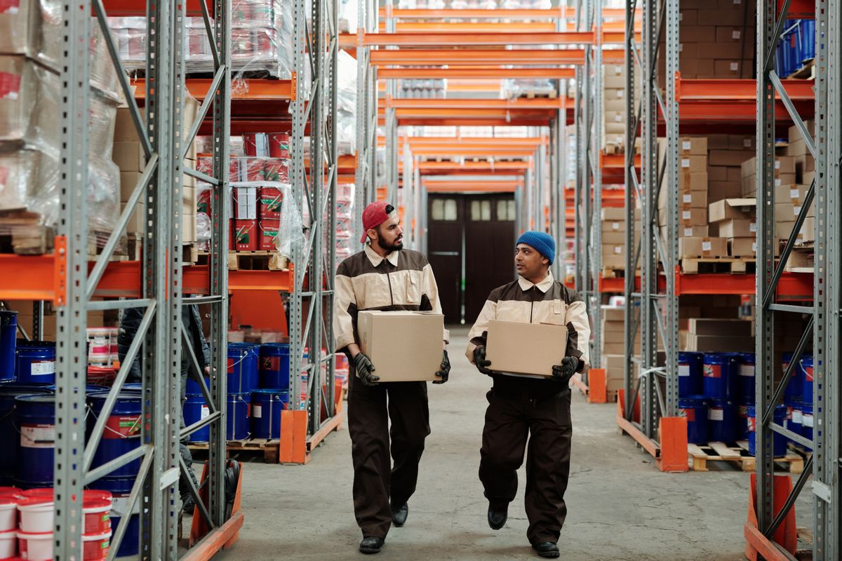 Orders being prepared in a warehouse